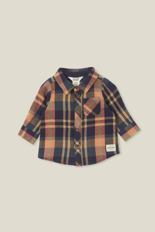 Baby Tops Jackets and Sweaters Cotton On Baby Rugged Shirt Navydusty Clay Plaid