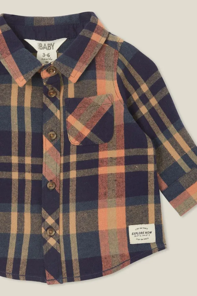 Baby Tops Jackets and Sweaters Cotton On Baby Rugged Shirt Navydusty Clay Plaid
