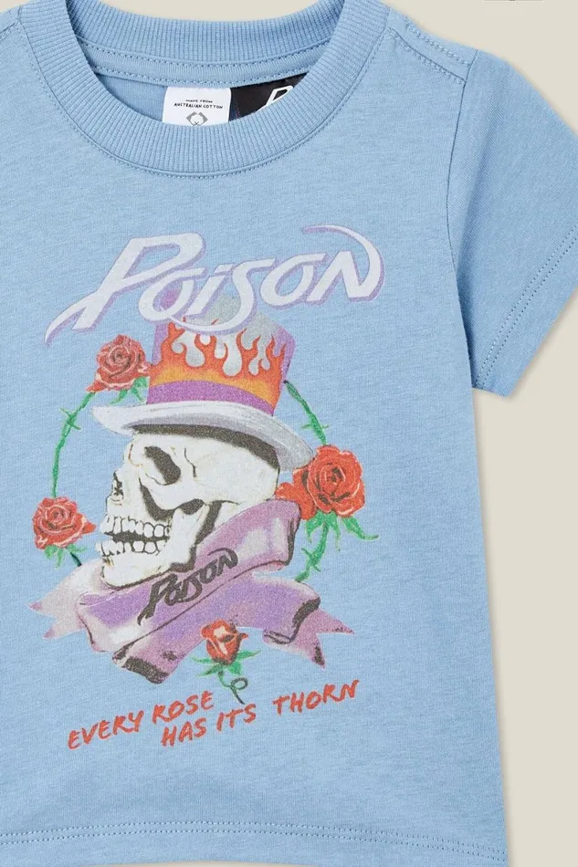 Baby Tops Jackets and Sweaters Cotton On Jamie Short Sleeve TeeLicense Lcn Bra Dusty Bluepoison Skeleton