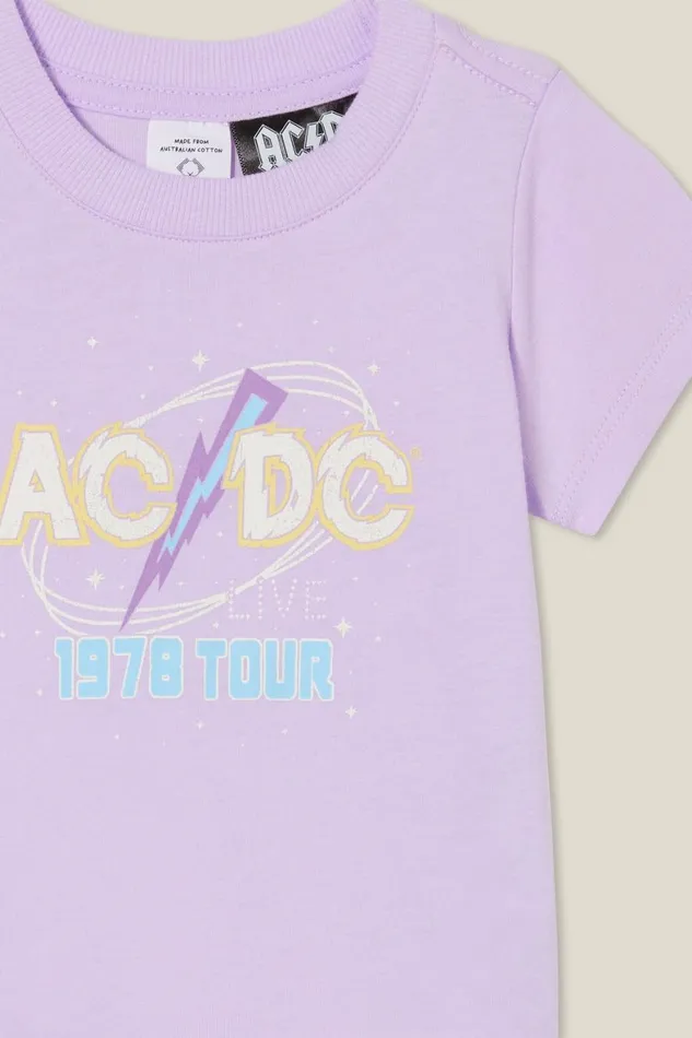 Baby Tops Jackets and Sweaters Cotton On Jamie Short Sleeve TeeLicense Lcn Per Vintage Lilacacdc Live Tour