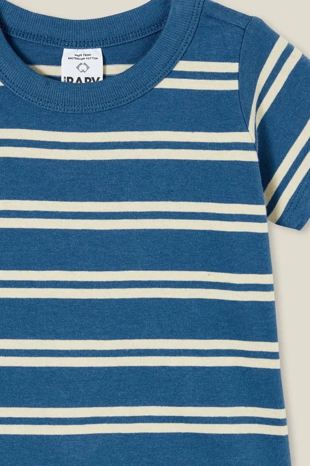 Baby Tops Jackets and Sweaters Cotton On Jamie Short Sleeve Tee Petty Bluerainy Day Double Stripe