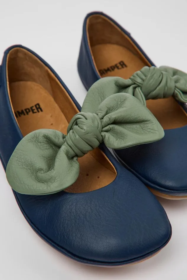 Ballerinas Kids Camper Blue And Green Leather Ballerinas