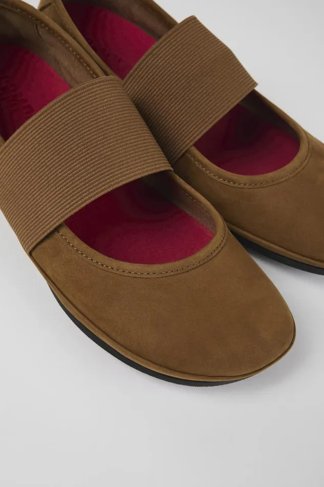 Ballerinas Women Camper Right Brown Nubuck Ballerina