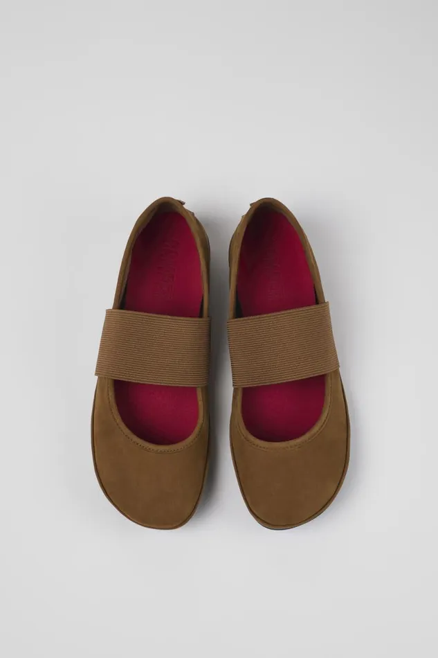 Ballerinas Women Camper Right Brown Nubuck Ballerina