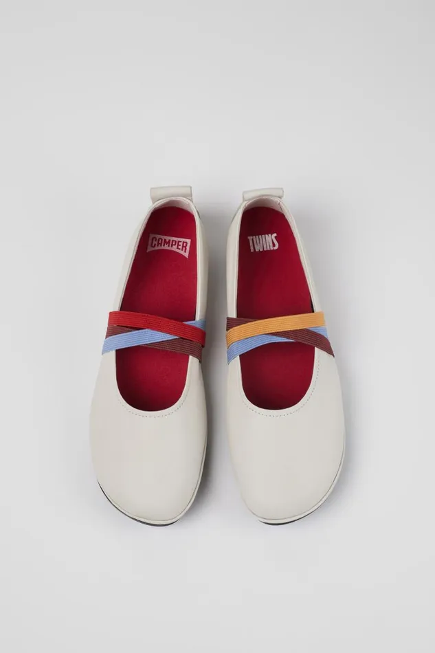 Ballerinas Women Camper Twins White Leather MoccasinsBallerinas