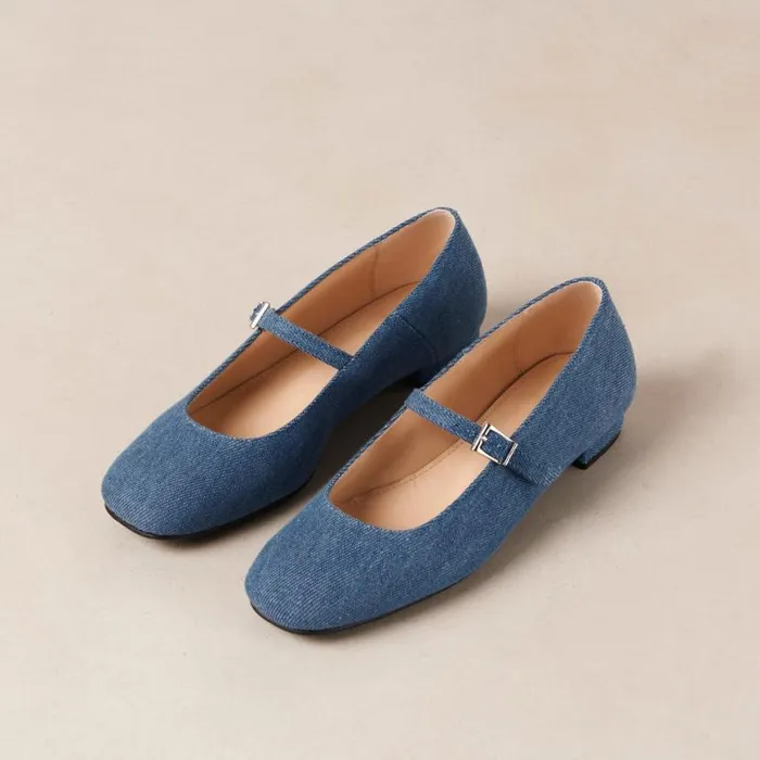 Ballet Flats Women ALOHAS Por Do Sol Denim Blue Denim Ballet Flats