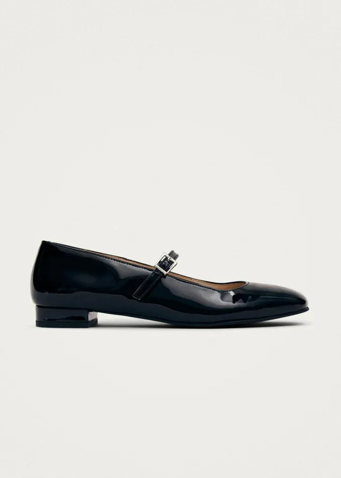 Ballet Flats Women ALOHAS Por Do Sol Onix Black Leather Ballet Flats