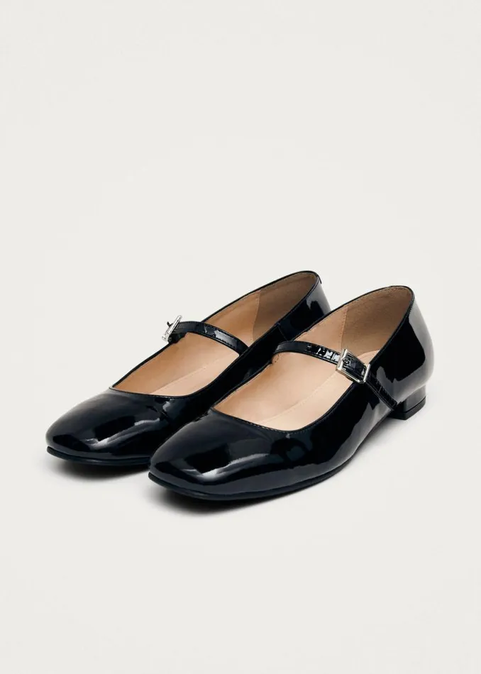Ballet Flats Women ALOHAS Por Do Sol Onix Black Leather Ballet Flats
