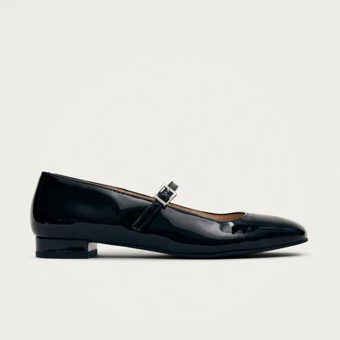 Ballet Flats Women ALOHAS Por Do Sol Onix Black Leather Ballet Flats