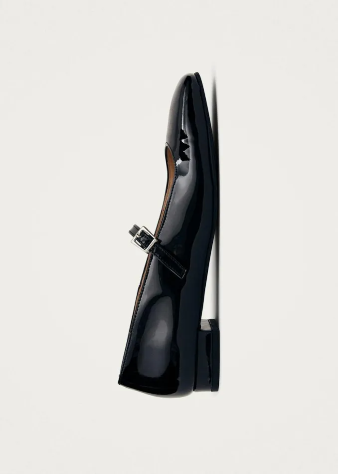 Ballet Flats Women ALOHAS Por Do Sol Onix Black Leather Ballet Flats