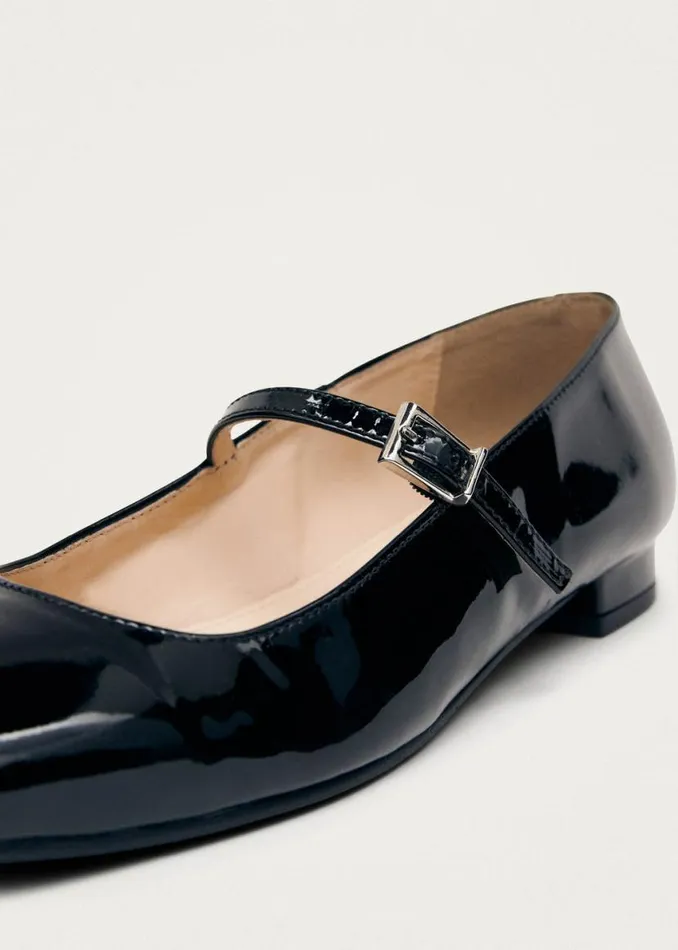 Ballet Flats Women ALOHAS Por Do Sol Onix Black Leather Ballet Flats
