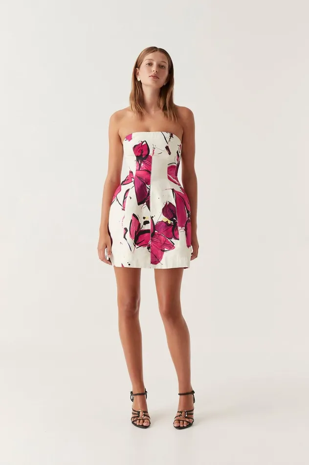 Baret Strapless Mini Dress Falling Florals Women Aje Wedding Guest Dresses