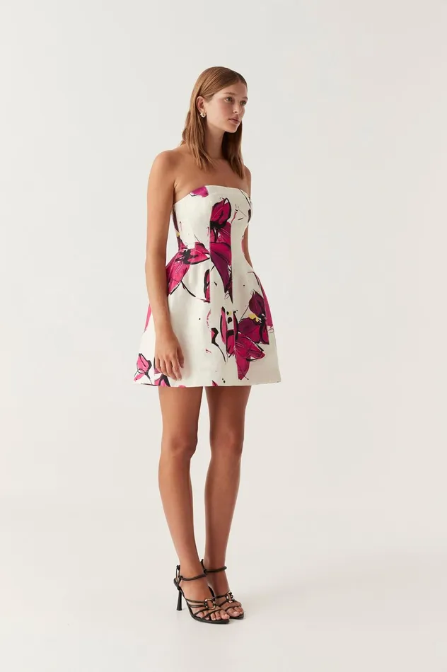 Baret Strapless Mini Dress Falling Florals Women Aje Wedding Guest Dresses