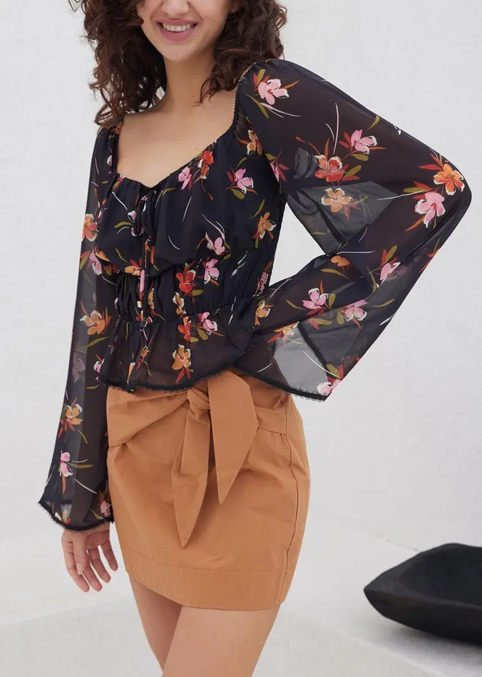 Beachy Oasis Top Blackmultifloral Women Lost Wander Tops