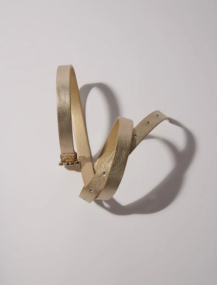 Belts Women Maje Slim Belt With Clover Buckle Light Gold
