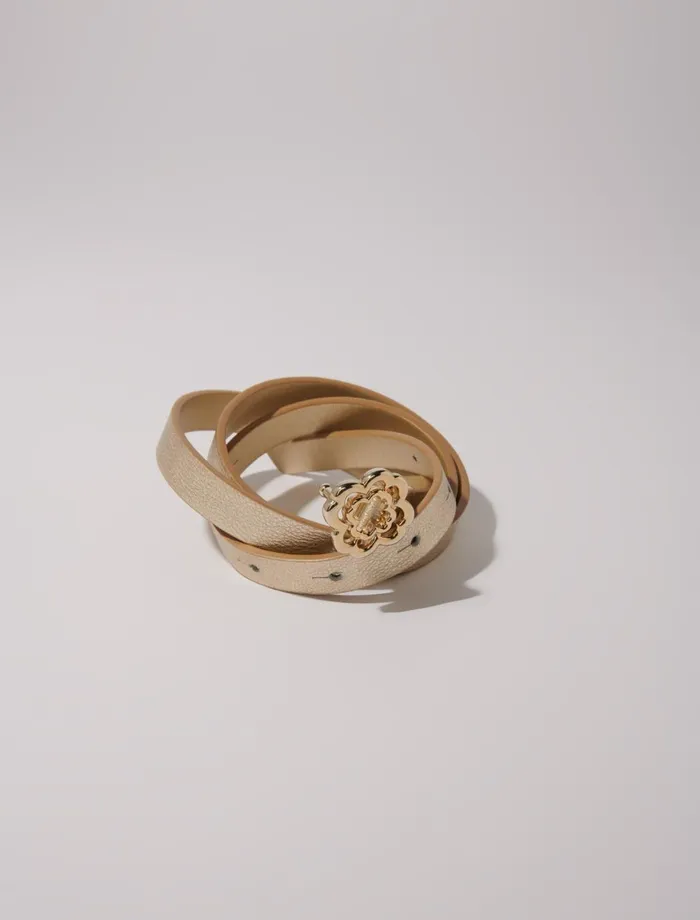 Belts Women Maje Slim Belt With Clover Buckle Light Gold