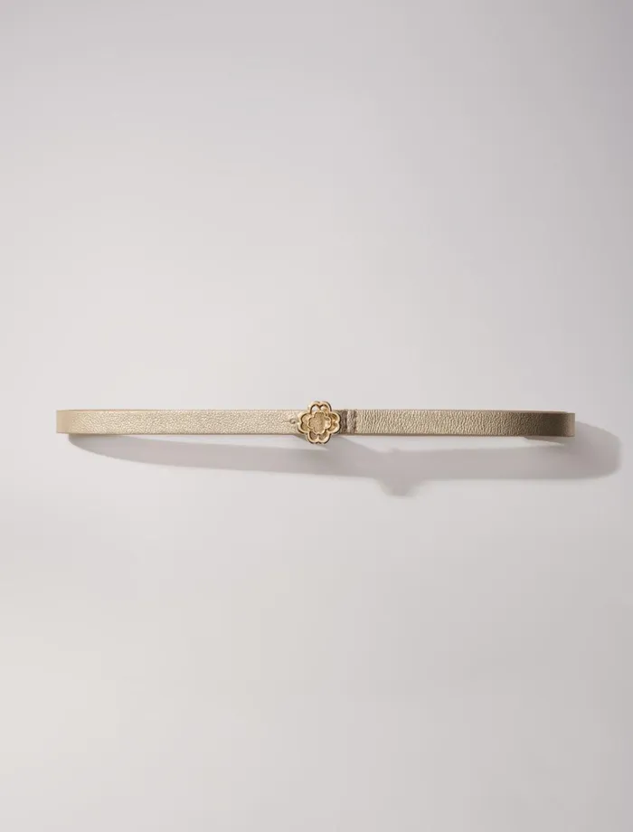 Belts Women Maje Slim Belt With Clover Buckle Light Gold