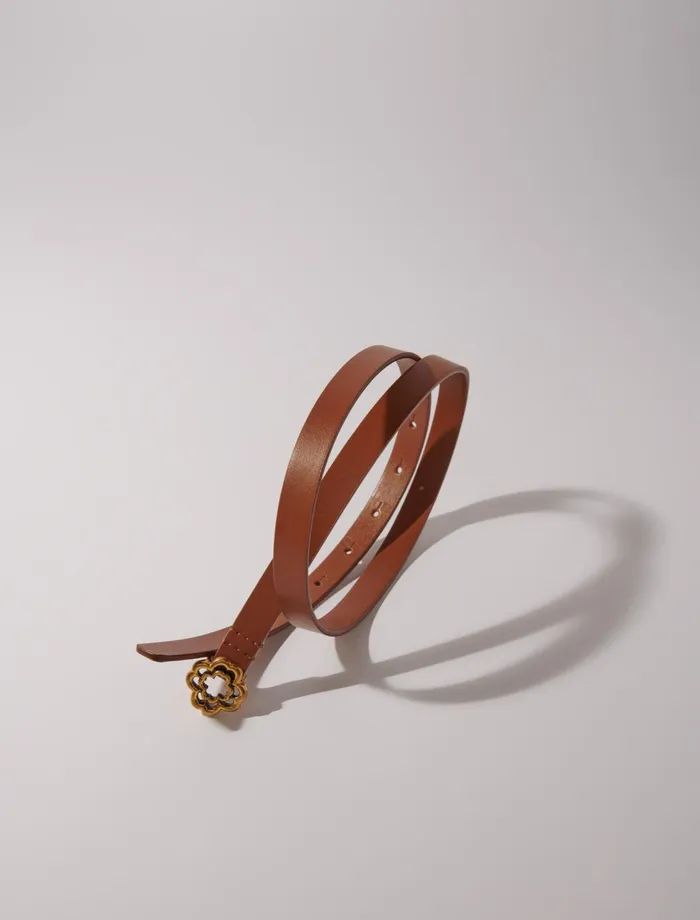 Belts Women Maje Slim Clover Belt Camel