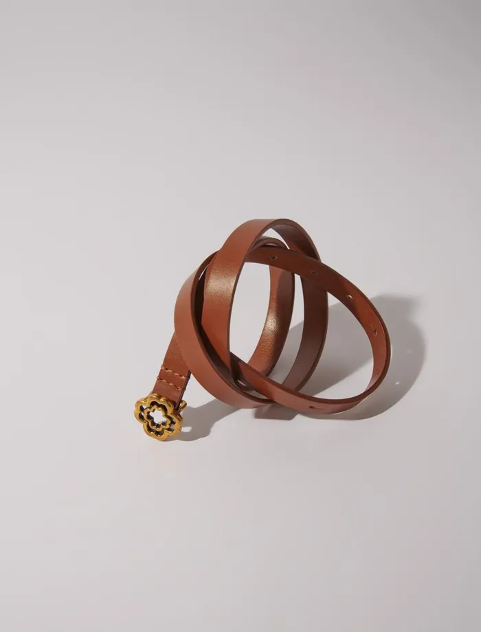 Belts Women Maje Slim Clover Belt Camel