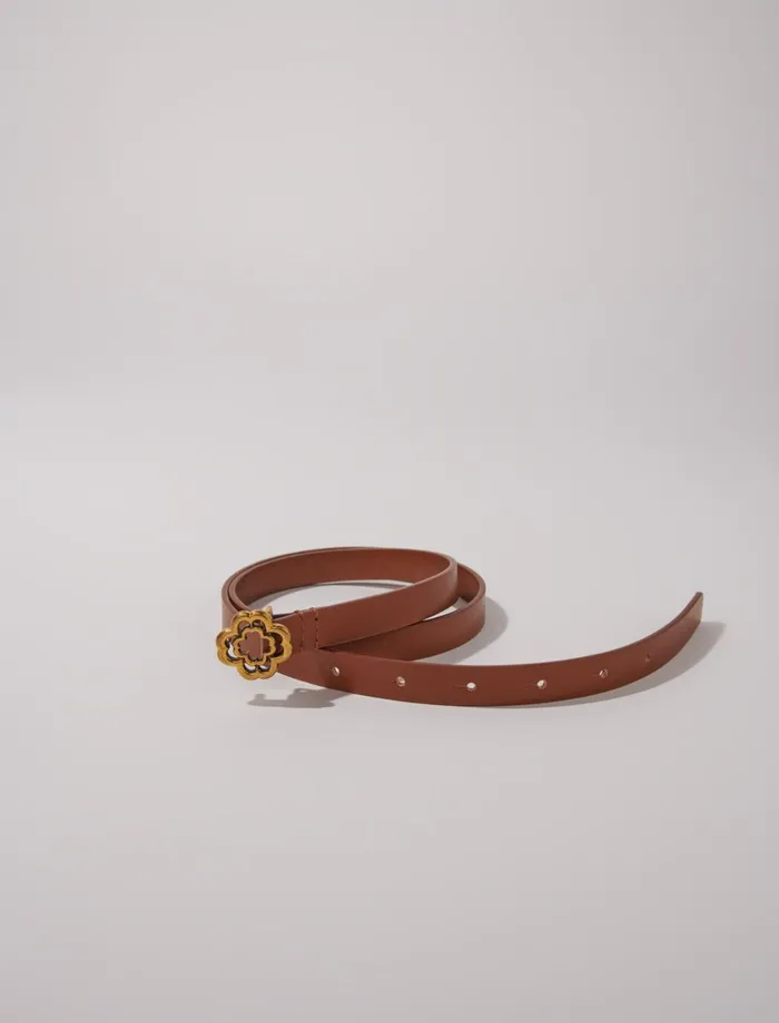 Belts Women Maje Slim Clover Belt Camel