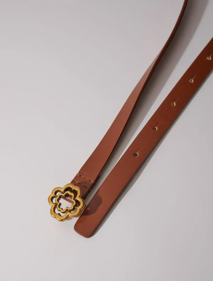 Belts Women Maje Slim Clover Belt Camel