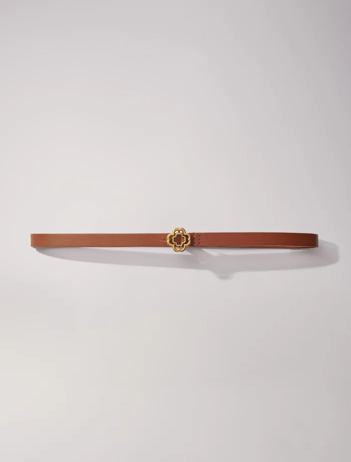 Belts Women Maje Slim Clover Belt Camel