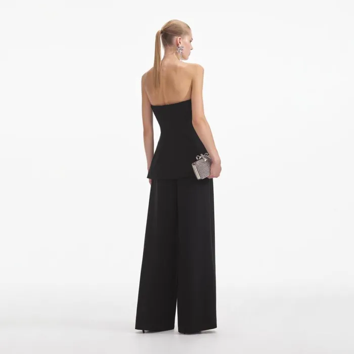 Black Bandeau Crepe Jumpsuit Women Self Portrait Wedding Guest Black Bandeau Crepe Jumpsuit Women Self Portrait Wedding Guest