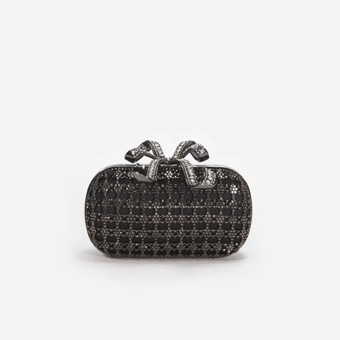 Black Crystal Clutch Bag Women Self Portrait Mini