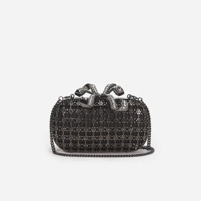 Black Crystal Clutch Bag Women Self Portrait Mini Black Crystal Clutch Bag Women Self Portrait Mini