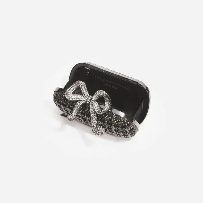 Black Crystal Clutch Bag Women Self Portrait Mini Black Crystal Clutch Bag Women Self Portrait Mini