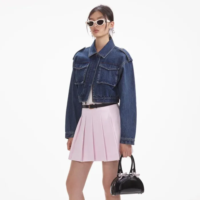 Black Leather Curved Mini Tote Bag Women Self Portrait Mini Black Leather Curved Mini Tote Bag Women Self Portrait Mini