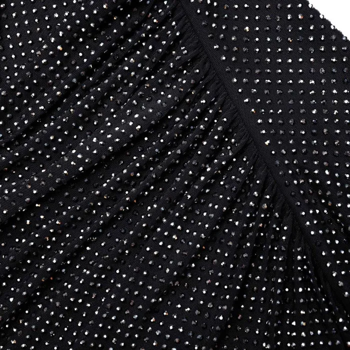 Black Rhinestone Mesh Cut Out Maxi Dress Women Self Portrait Dresses