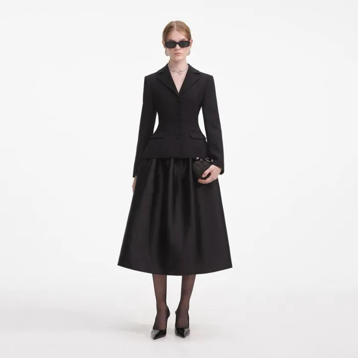 Black Tailored Midi Dress Women Self Portrait Dresses