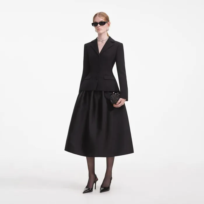 Black Tailored Midi Dress Women Self Portrait Dresses Black Tailored Midi Dress Women Self Portrait Dresses