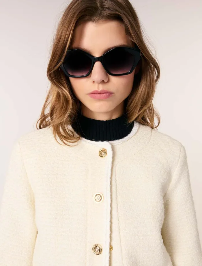Blazers and Jackets Women Maje Short Tweed Jacket Ecru