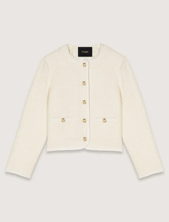 Blazers and Jackets Women Maje Short Tweed Jacket Ecru