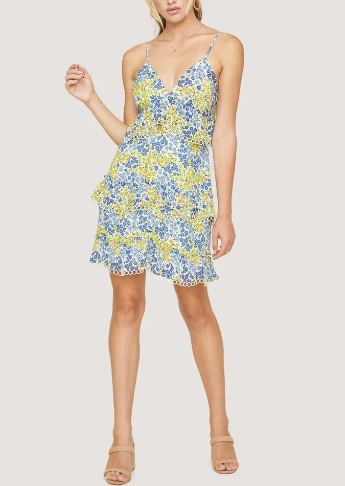 Blossom And Bloom Cami Mini Dress Blueyellowfloral Women Lost Wander Dresses