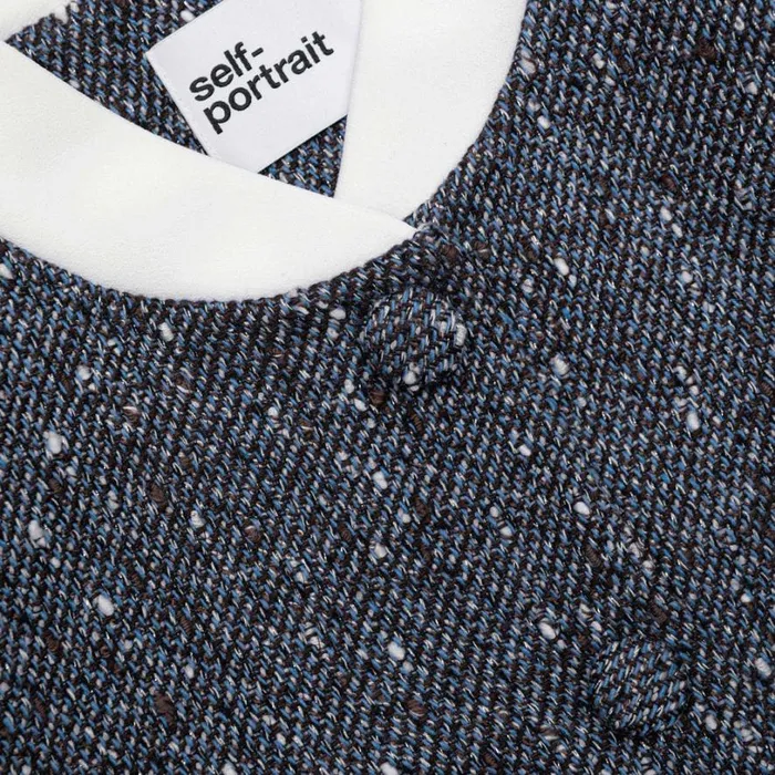 Blue Boucle Jacket Women Self Portrait Outerwear