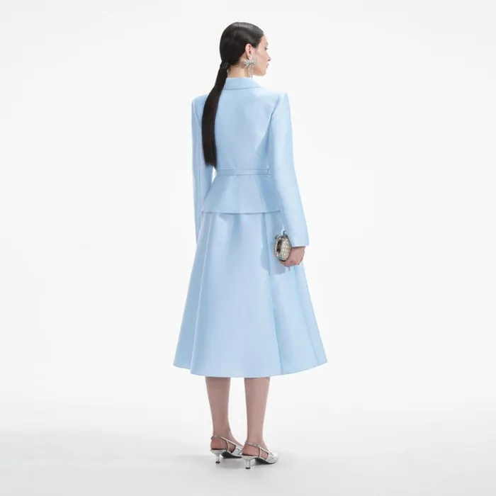 Blue Tailored Taffeta Midi Dress Women Self Portrait Dresses Blue Tailored Taffeta Midi Dress Women Self Portrait Dresses