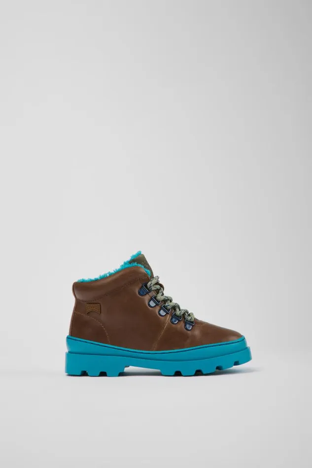Boots Kids Camper Brutus Brown Leather And Textile Ankle Boots Boots Kids Camper Brutus Brown Leather And Textile Ankle Boots