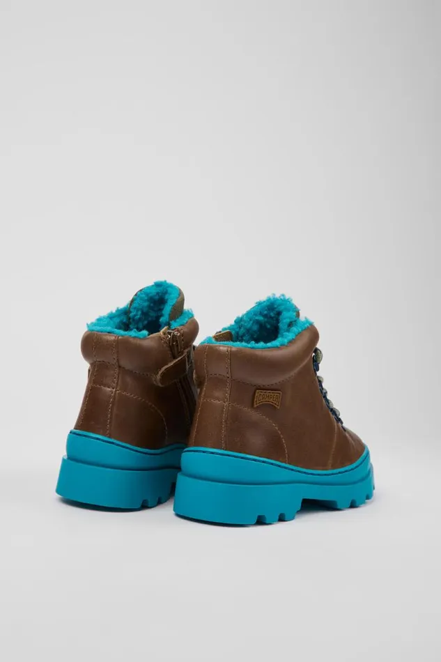 Boots Kids Camper Brutus Brown Leather And Textile Ankle Boots Boots Kids Camper Brutus Brown Leather And Textile Ankle Boots