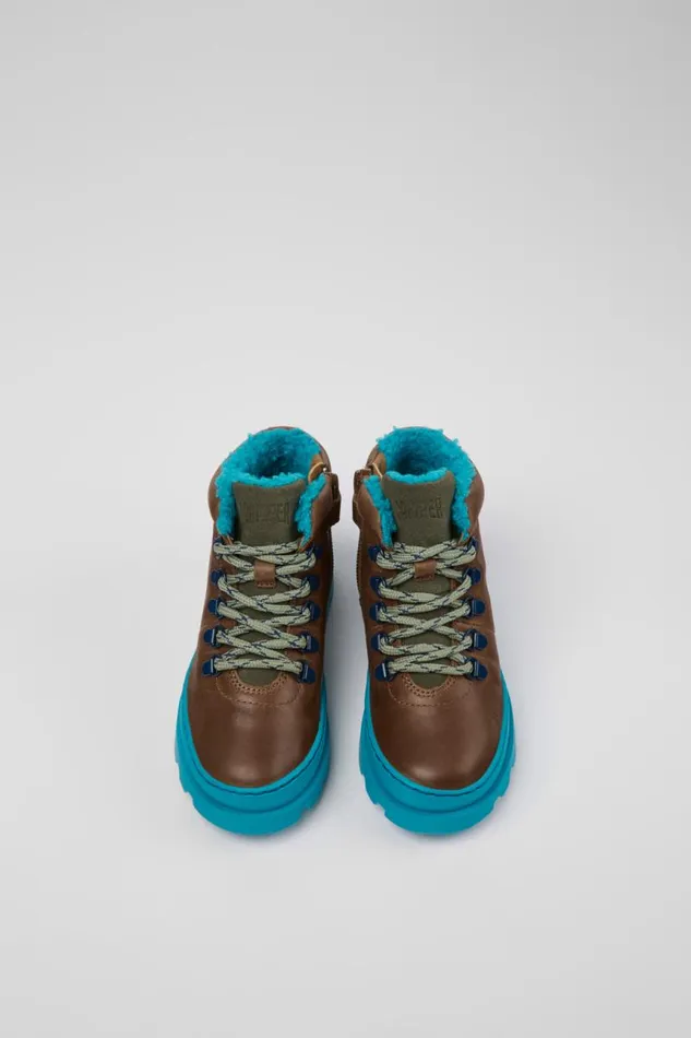 Boots Kids Camper Brutus Brown Leather And Textile Ankle Boots Boots Kids Camper Brutus Brown Leather And Textile Ankle Boots