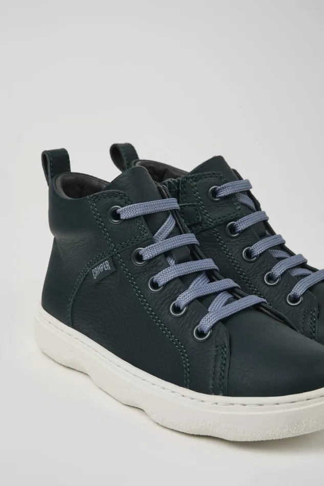 Boots Kids Camper Kiddo Dark Green Leather Ankle Boots