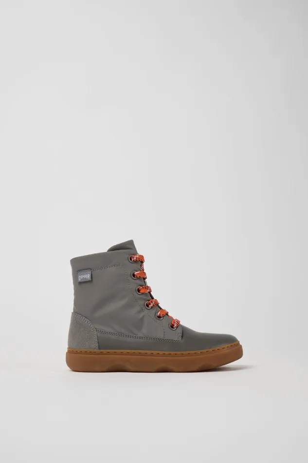 Boots Kids Camper Kiddo Gray Leather And Textile Ankle Boots Boots Kids Camper Kiddo Gray Leather And Textile Ankle Boots