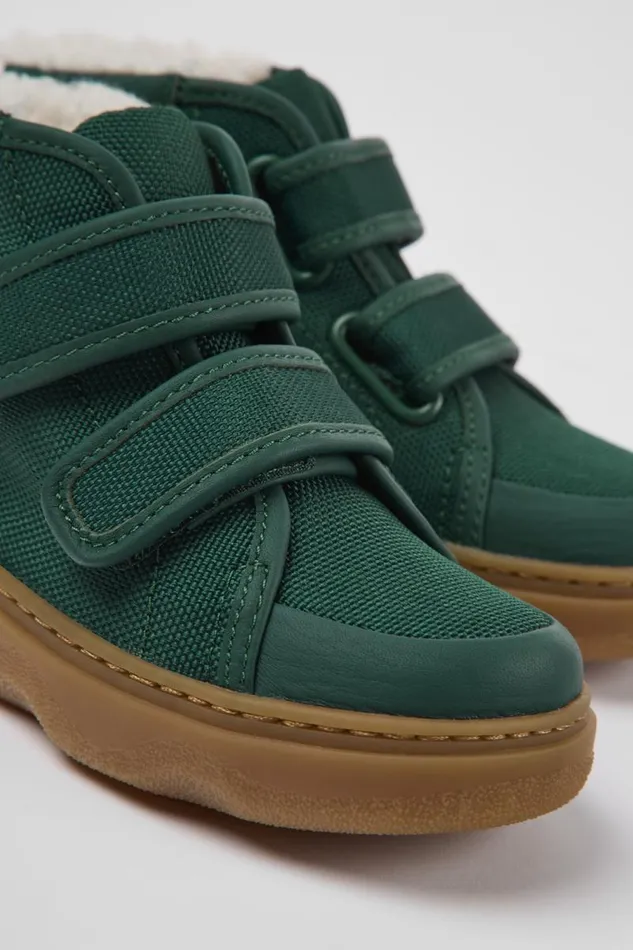 Boots Kids Camper Kiddo Green Leather And Textile Ankle Boots