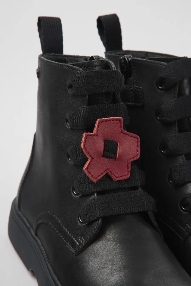 Boots Kids Camper Twins Black Leather Ankle Boots
