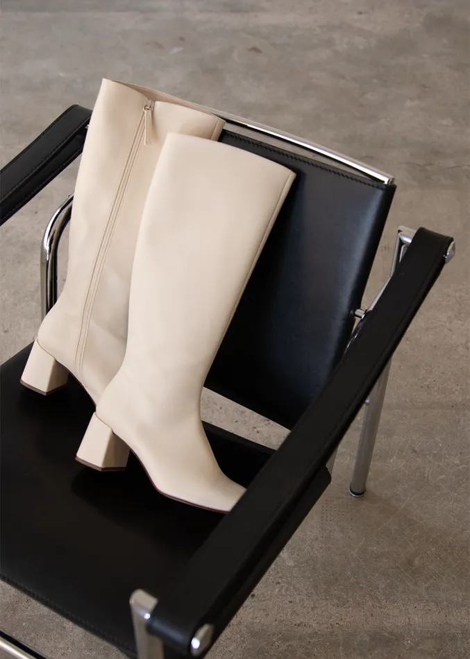 Boots Women ALOHAS Chalk Warm White Vegan Leather Boots