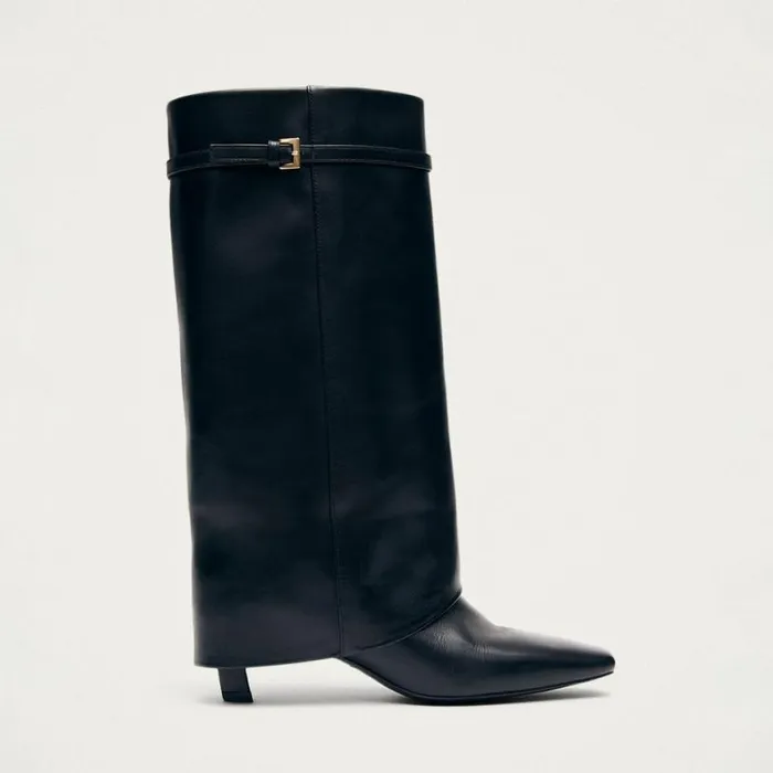 Boots Women ALOHAS Evita Black Leather Boots