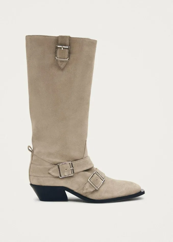 Boots Women ALOHAS Ryder Suede Beige Leather Boots