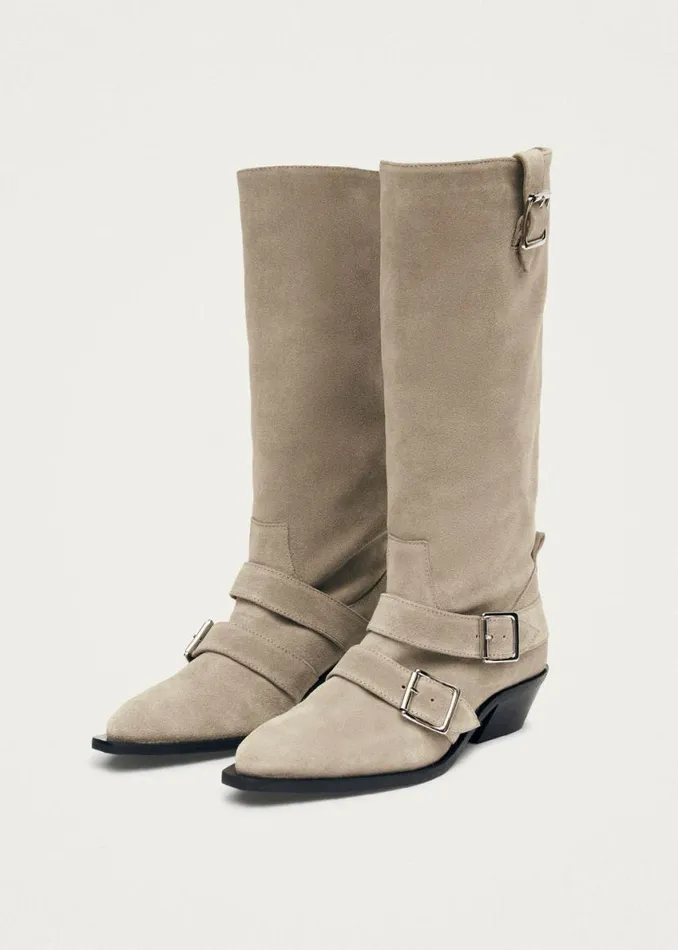 Boots Women ALOHAS Ryder Suede Beige Leather Boots